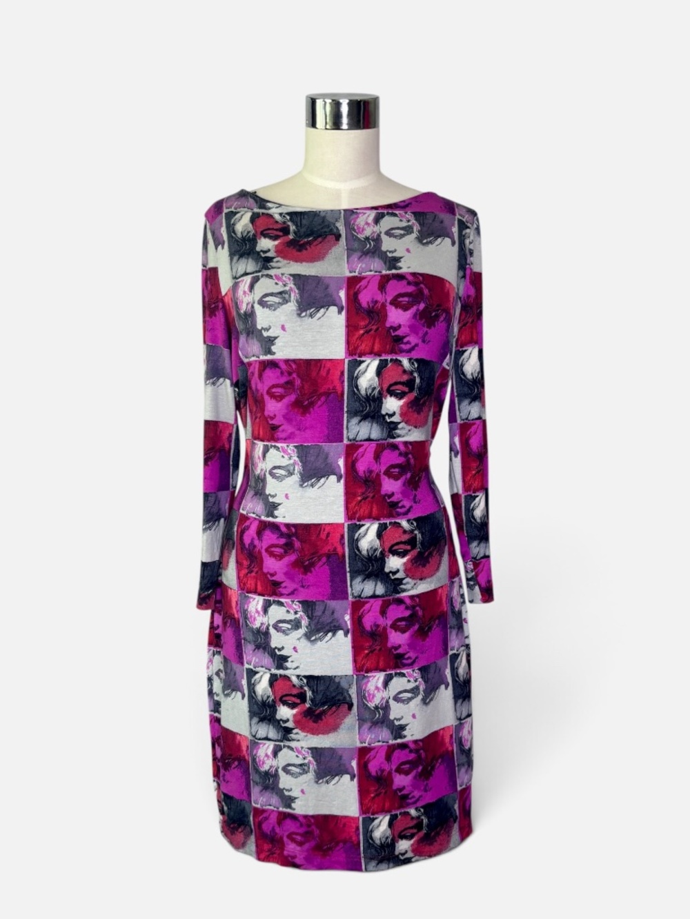 Cache Pop Art Marilyn Monroe Pink and Black Portrait Dress Large